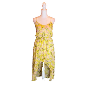 FOREIGN EXCHANGE Lovely Yellow Hi-Low Floral Print Sundress Size S